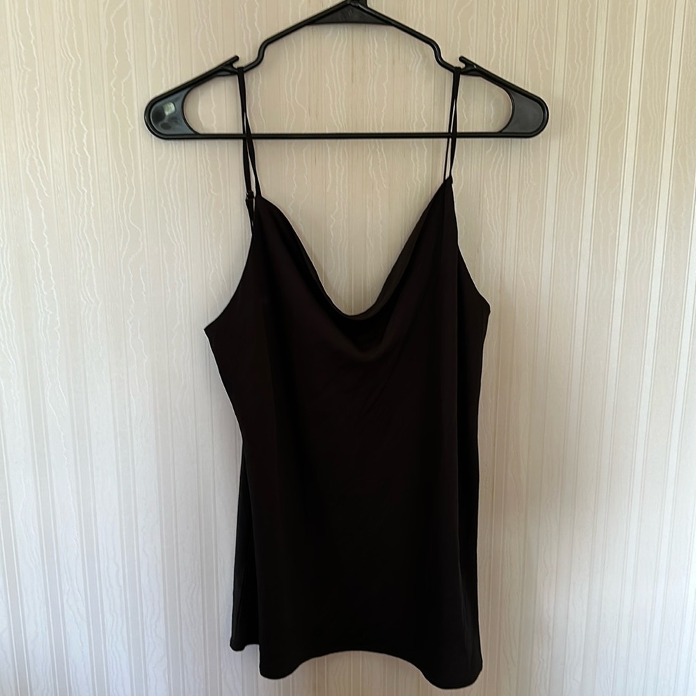 Black cowl neck silky top